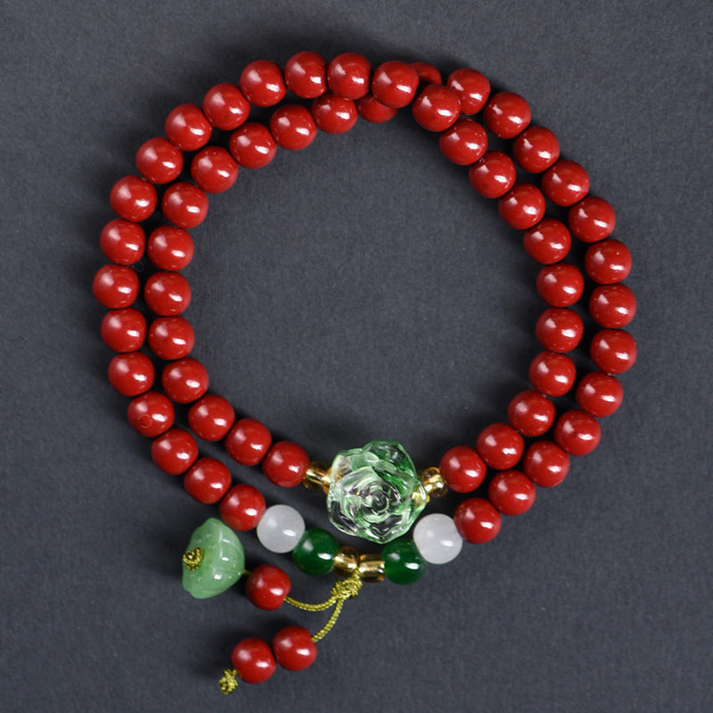 Women's Double Circle Buddha Beads Multi String Life Red Bracelets