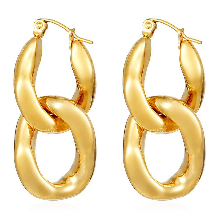 Cool Style Chain Connecting Shackle Stitching Quality Eardrops Earrings