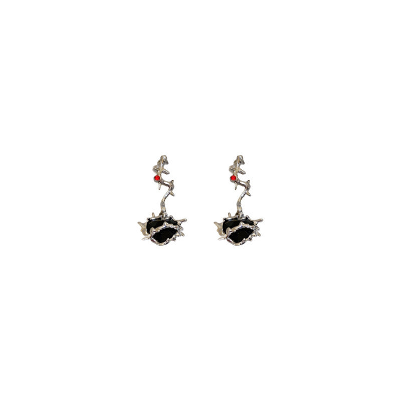 Women's Sier Pin Hip Hop Sweet Cool Dark Earrings