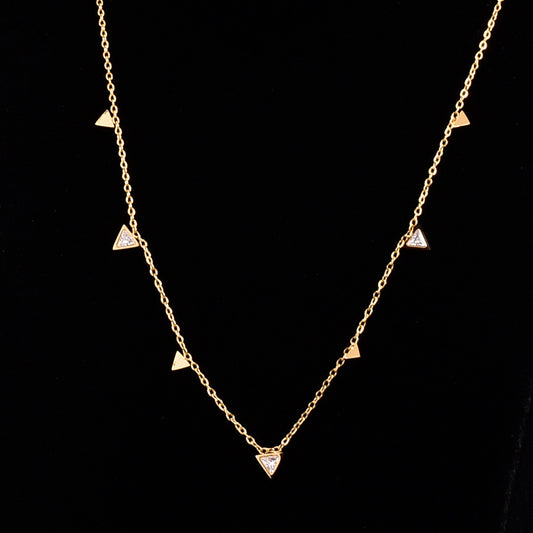 Sparkling Ornament Water Drop Triangle Zircon Necklaces