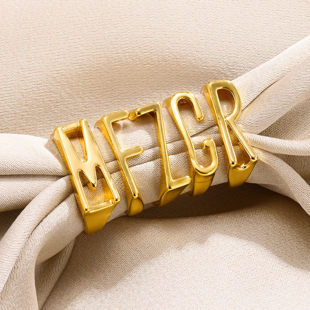 Women's & Men's Simple English Letters Gold Creative Finger Rings