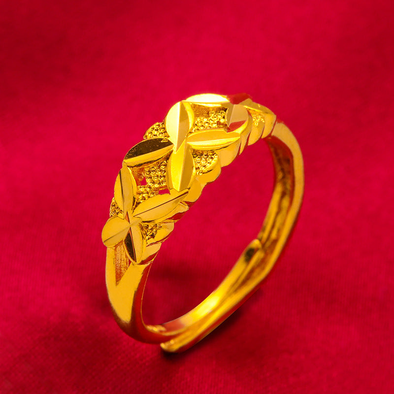 Women's Open Carven Design Brass Gold Plated Shop Ring