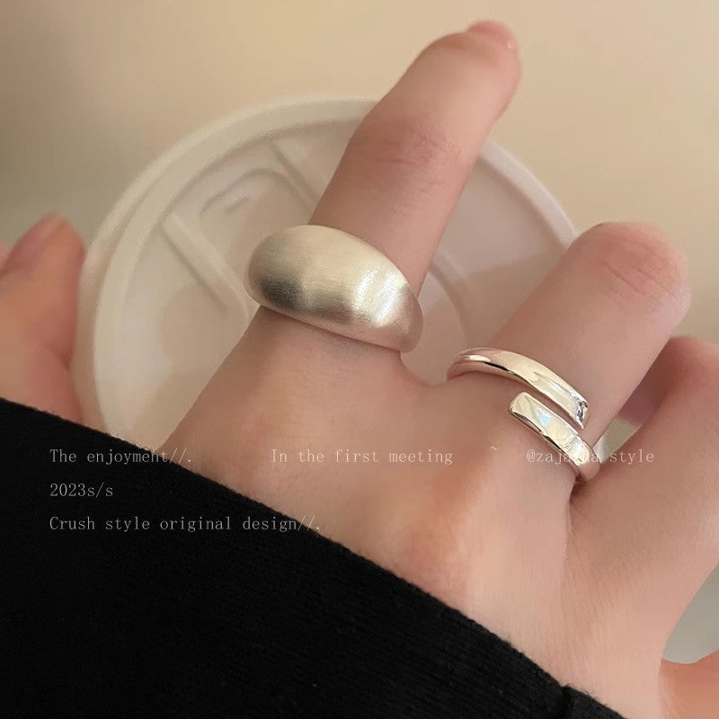 Sier Salad Silk Female Design High-grade Korean Rings