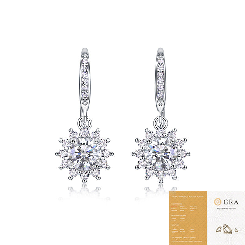 Sier Star Moon Ear Female Niche Live Earrings