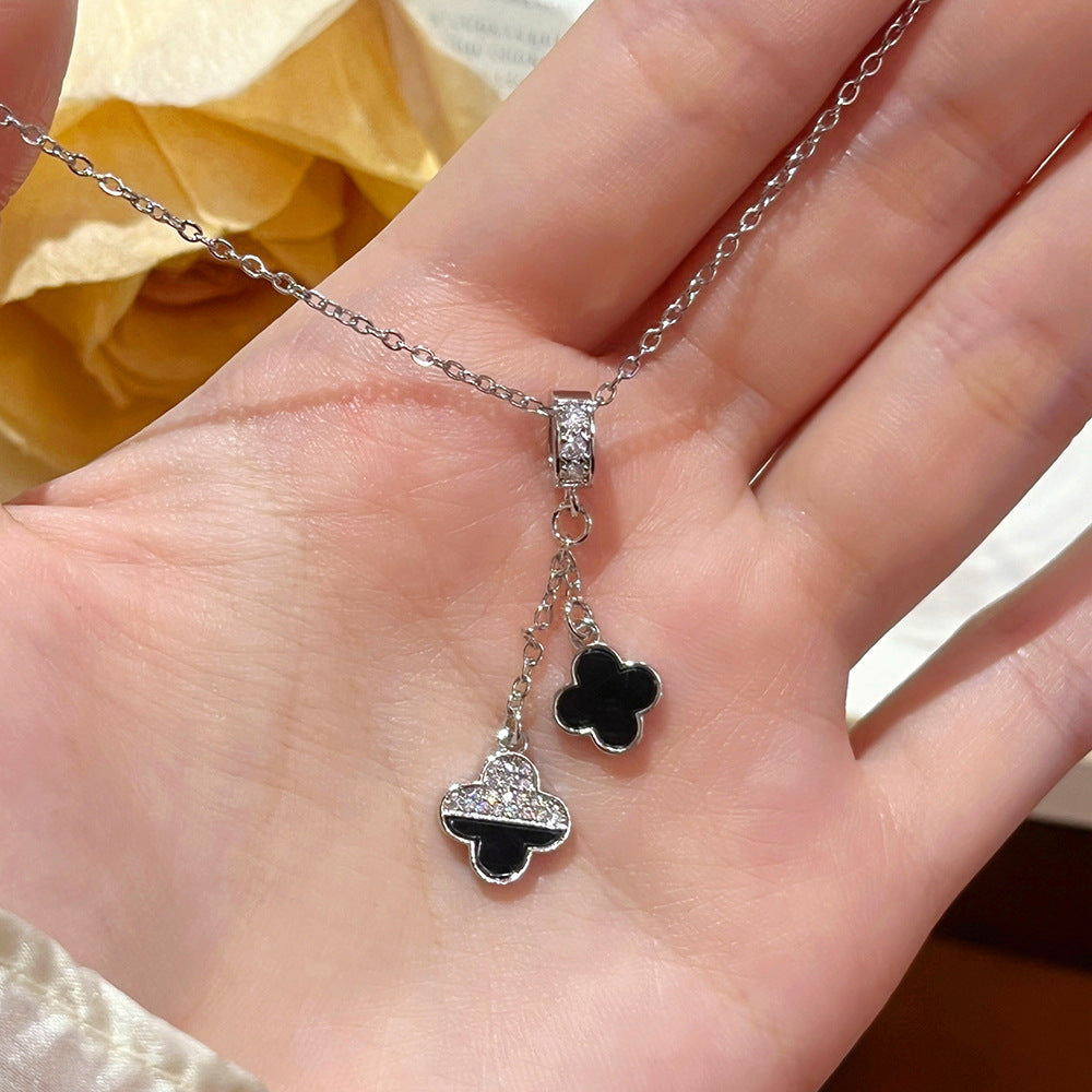 Double Lucky Four-leaf Clover Female Refined Necklaces