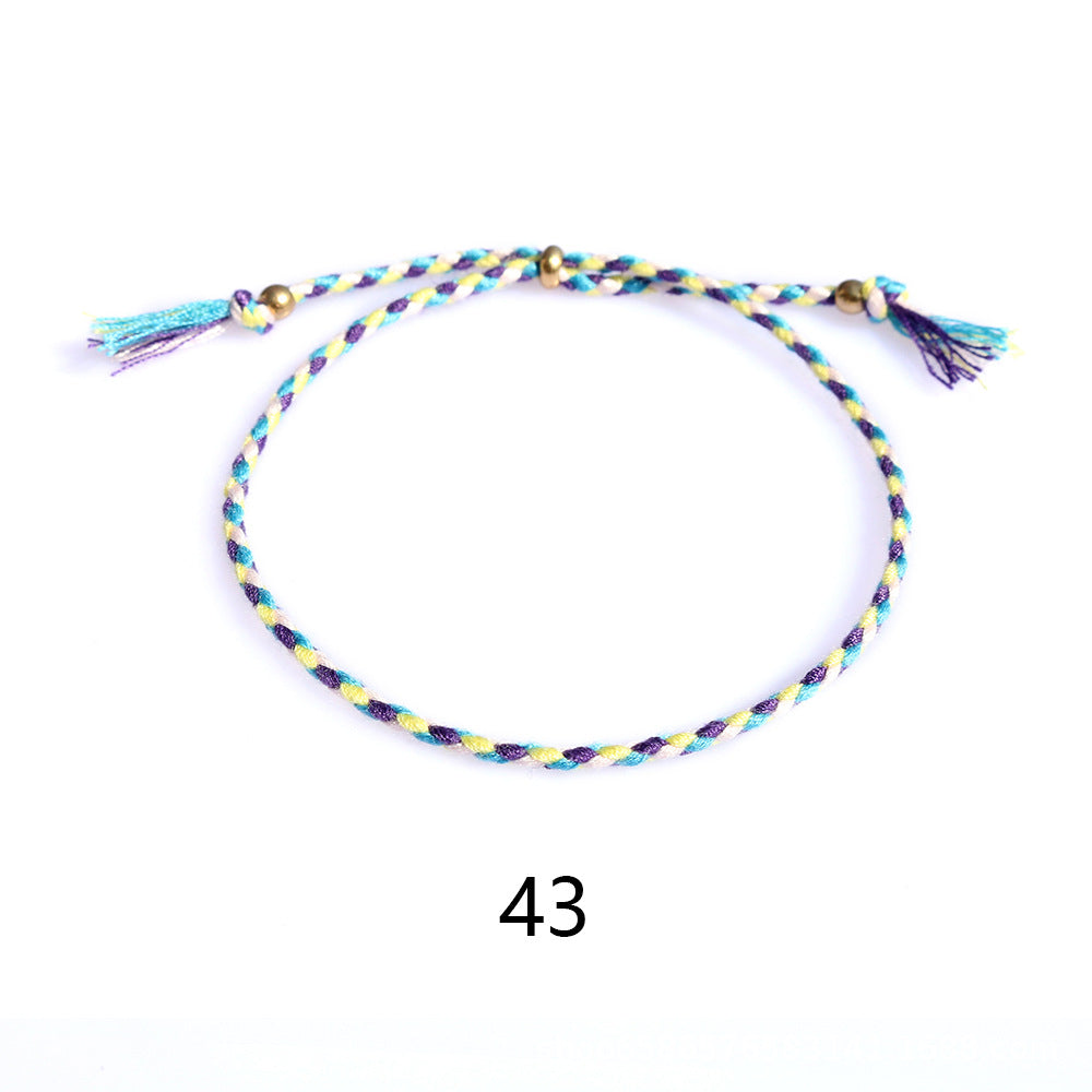 Women's & Men's Colorful Cotton String Friendship Copper Bead Bracelets