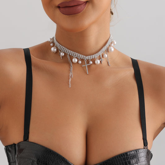 Design Light Luxury Full Diamond Collar Tassel Necklaces