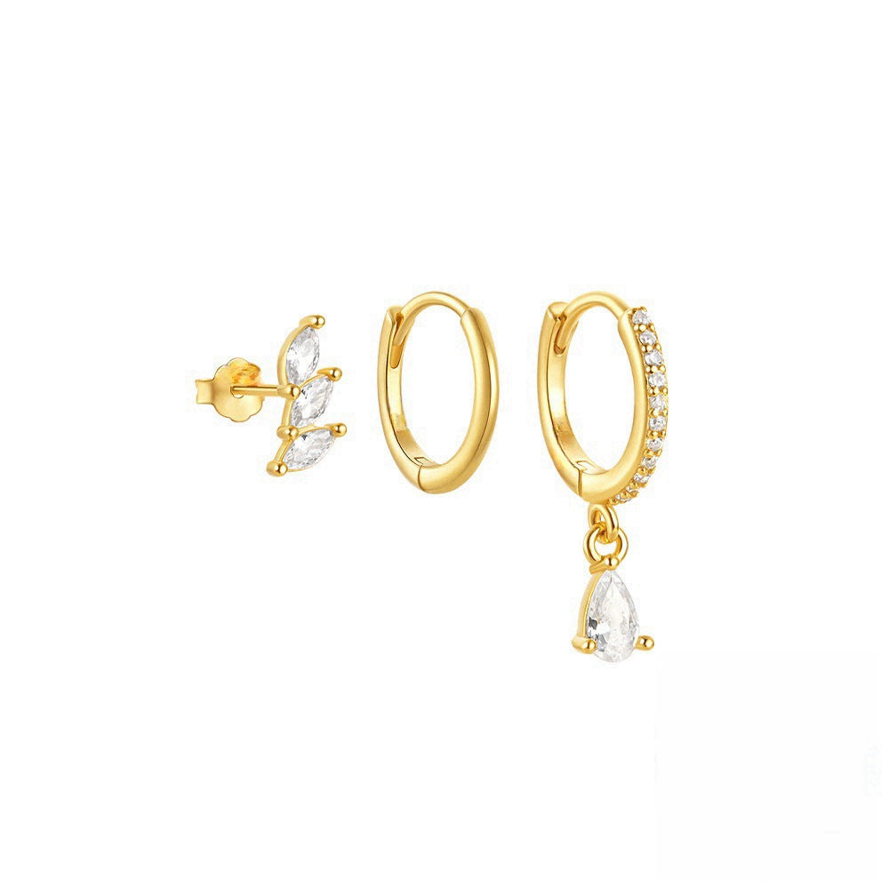 Fashionable Three-piece Set Horse Eye Water Earrings