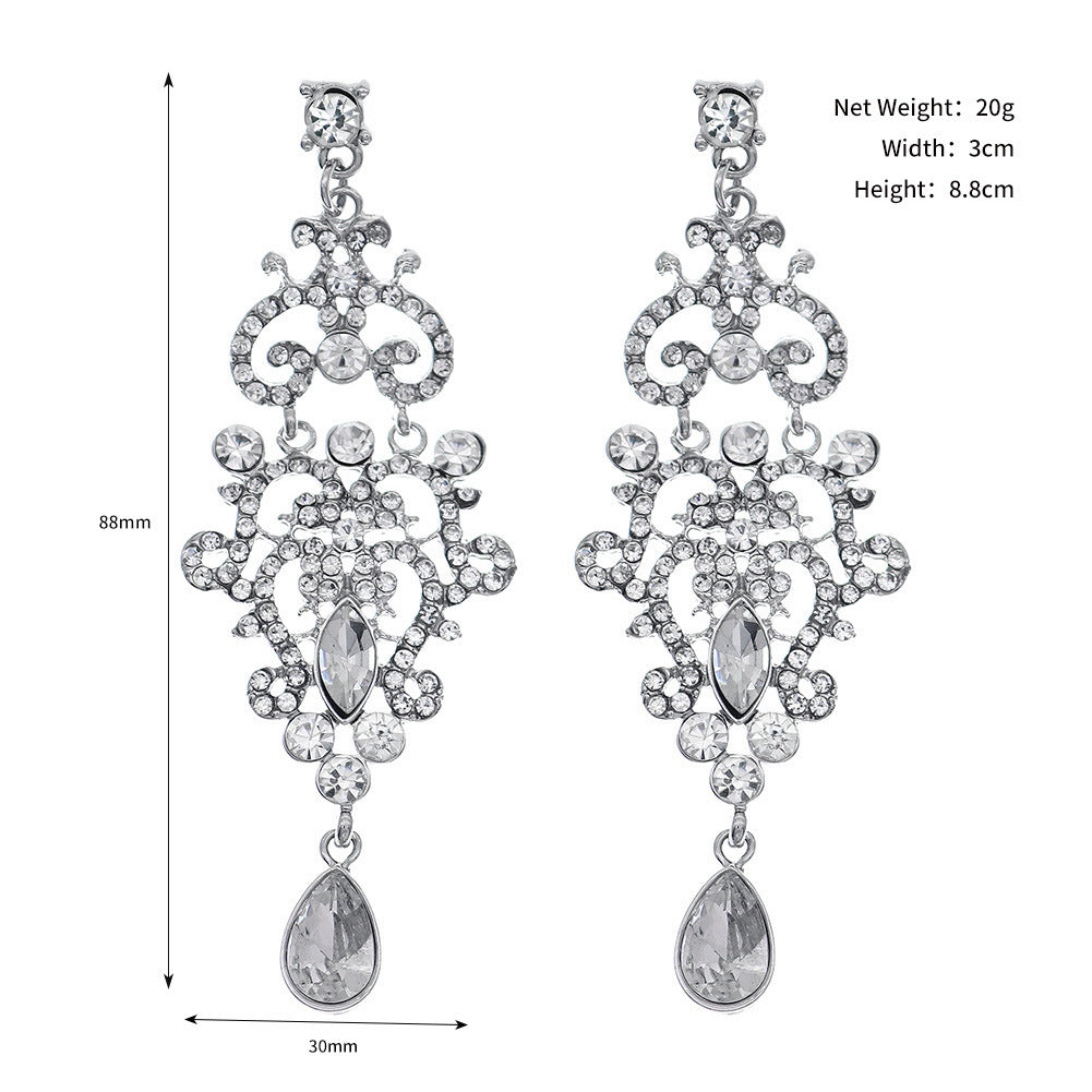 Women's Retro Bridal Exaggerated Super Flash Wedding Banquet High-grade Earrings