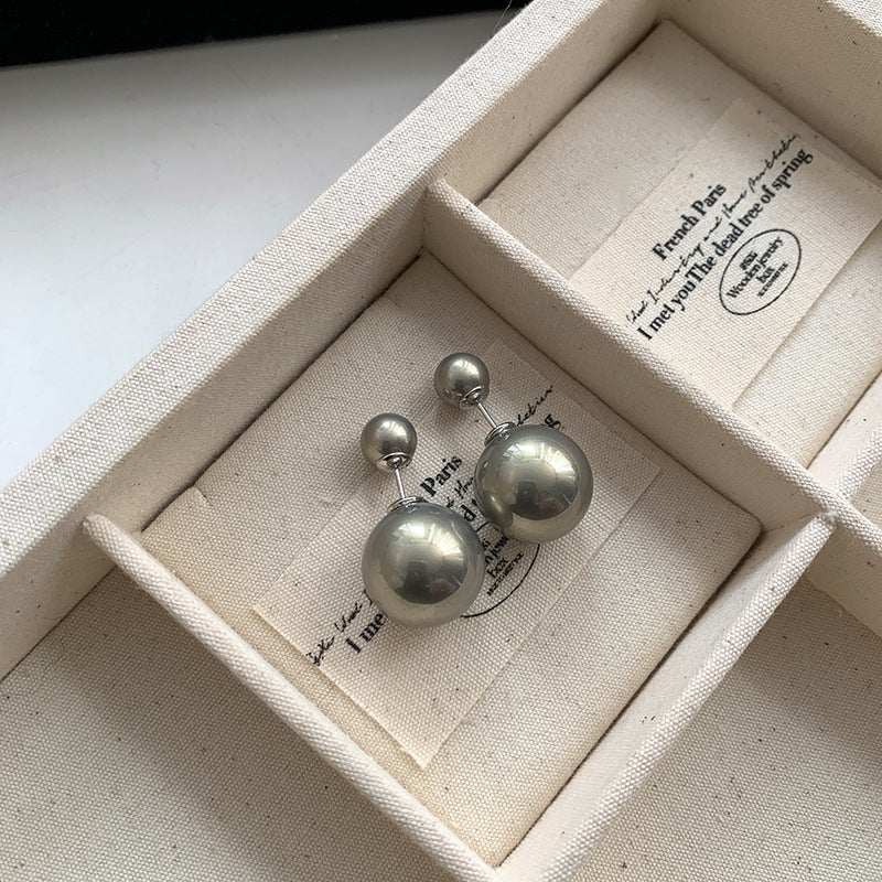 Big Small Balls Two Sides Pearl Earrings