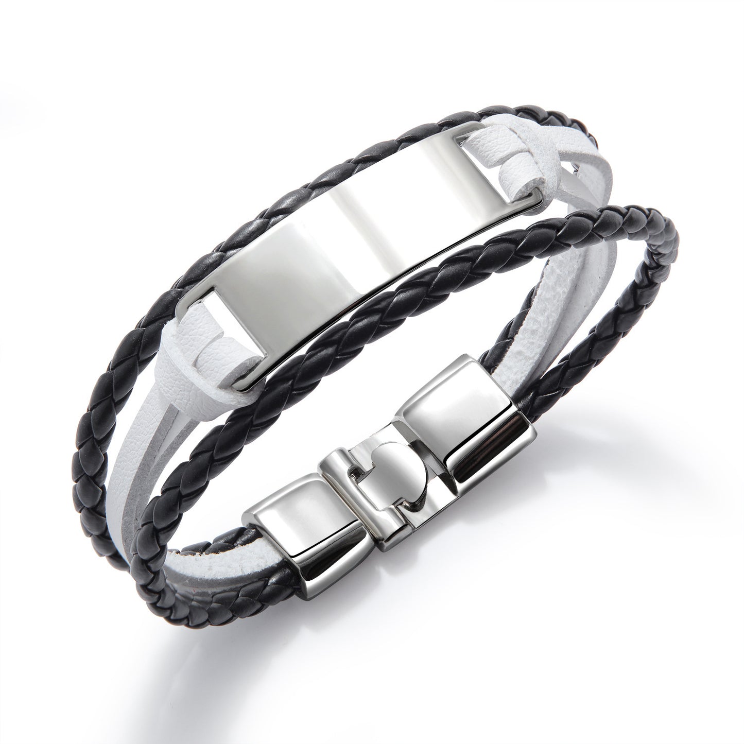 Men's Man Simple Versatile Braided Personalized Hip Hop Glossy Can Carve Bracelets