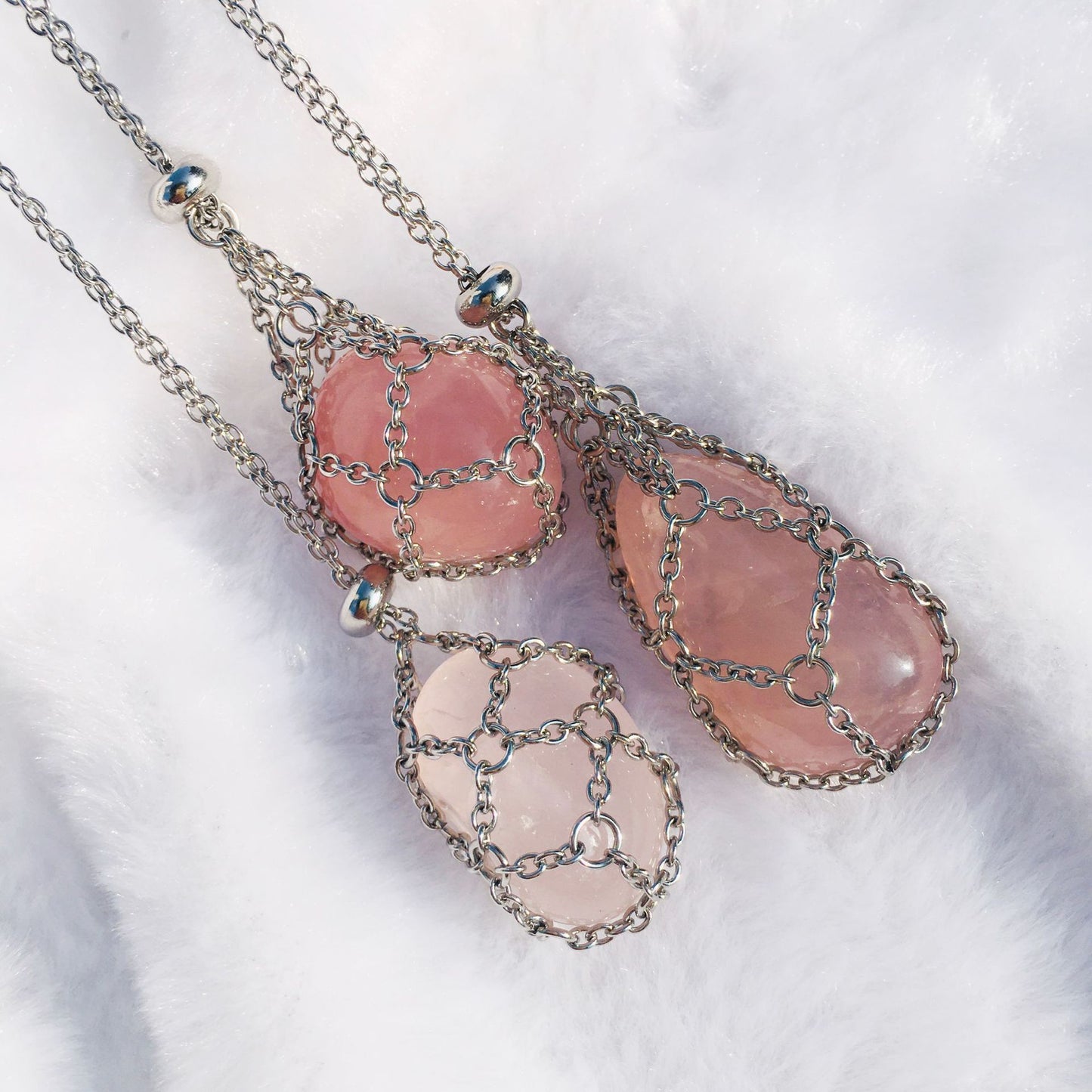 Stainless Steel Adjustable Metal Mesh Bag Necklaces