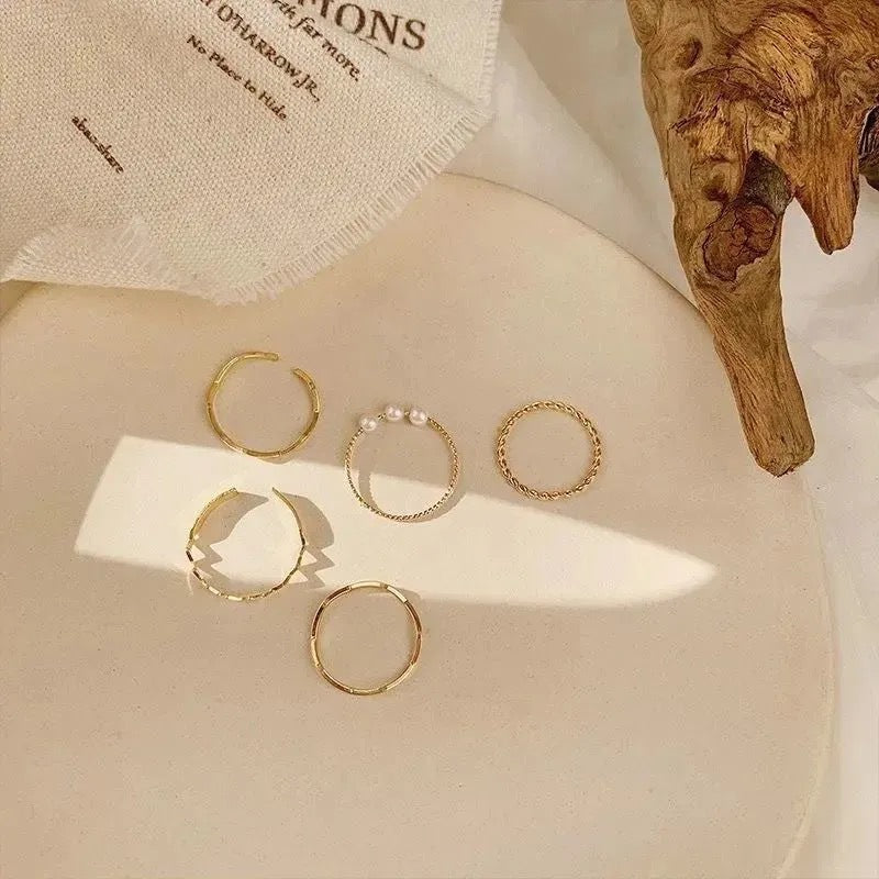 Women's Simple Pearl Combined Set Personality Tail Rings