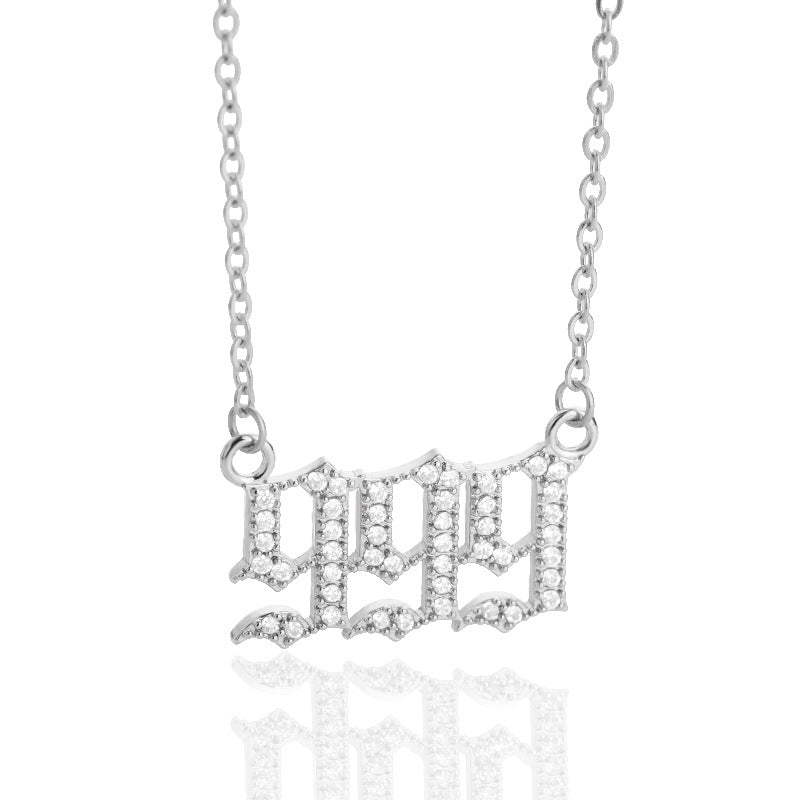 Women's & Men's Digital Angel Zircon Couple Ancient English Necklaces
