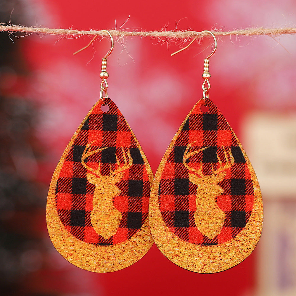 Snowman Black Red Plaid Elk Water Pendants