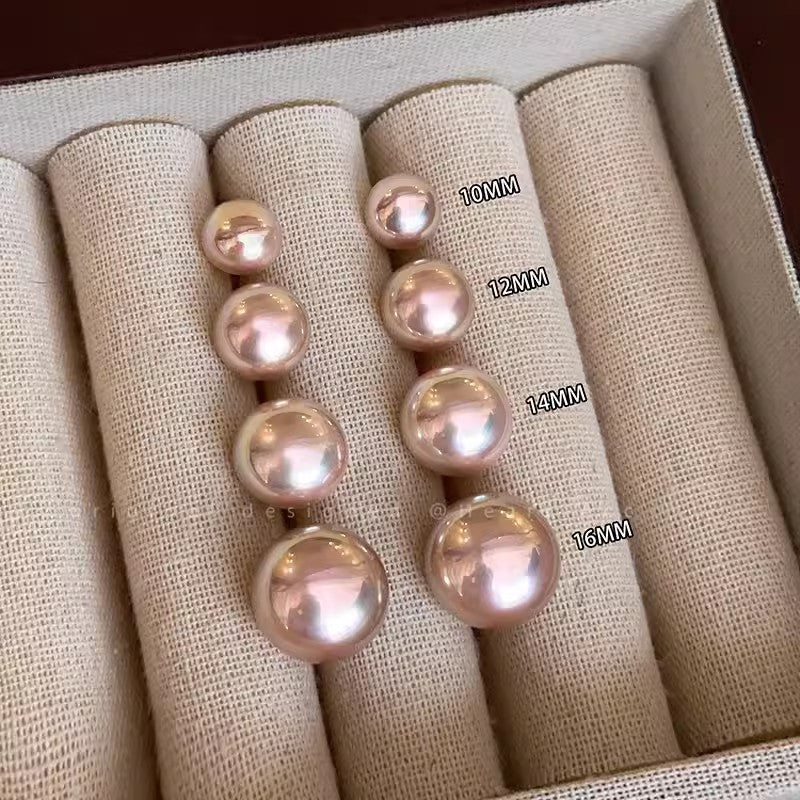 Pink Steamed Bread Pearl Female Ear Clip Earrings