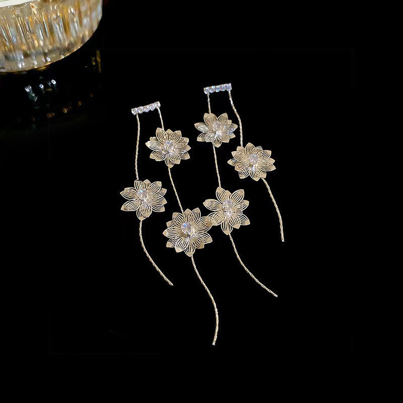 Women's Tassel Flowers High-grade Light Luxury Minority Earrings