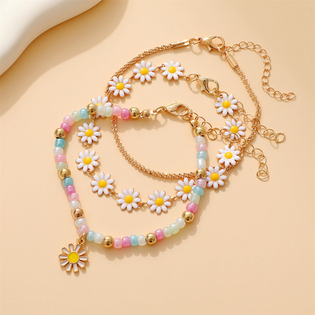 Sunflower Flower Twin Female Flash Caterpillar Bracelets