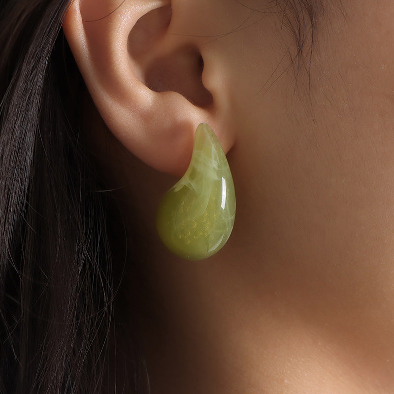 Retro Water Drop Resin Simple Niche Temperament Fashion Earrings