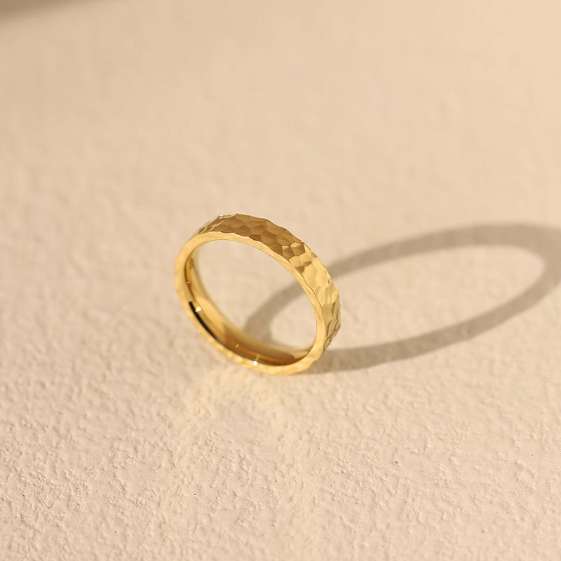 Water Ripple Handmade Hammer Texture Indifference Rings