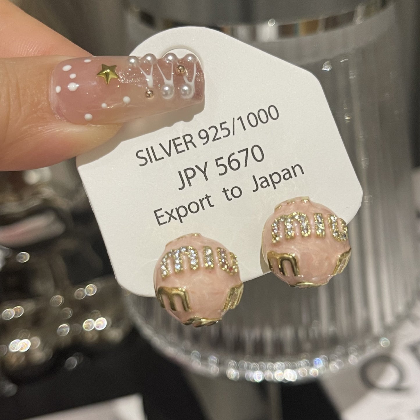 Spring Pink Enamel Collection Sier Light Luxury Earrings