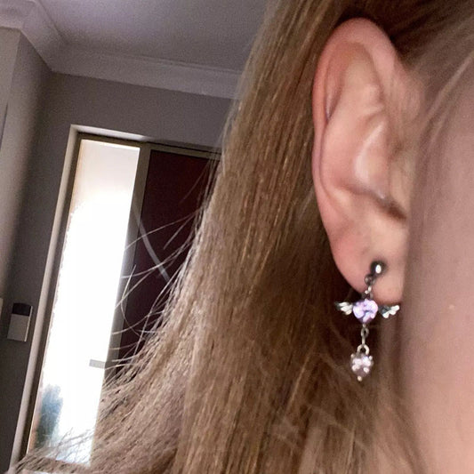 Personalized Creative Heart-shaped Wings Ear Angel Earrings