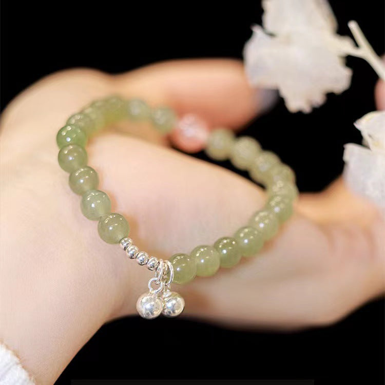 Women's Buckle Imitation Jade Crystal String Beads Flower Bracelets