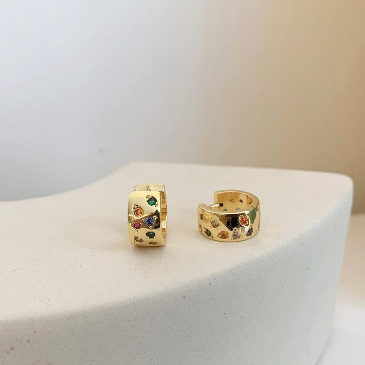 Sweet Colorful Copper Zircon Ear Clip Earrings