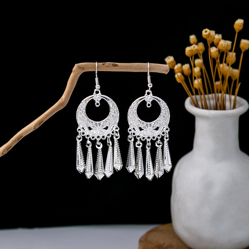 Imitation Miao Sier Ethnic Style Peacock Earrings