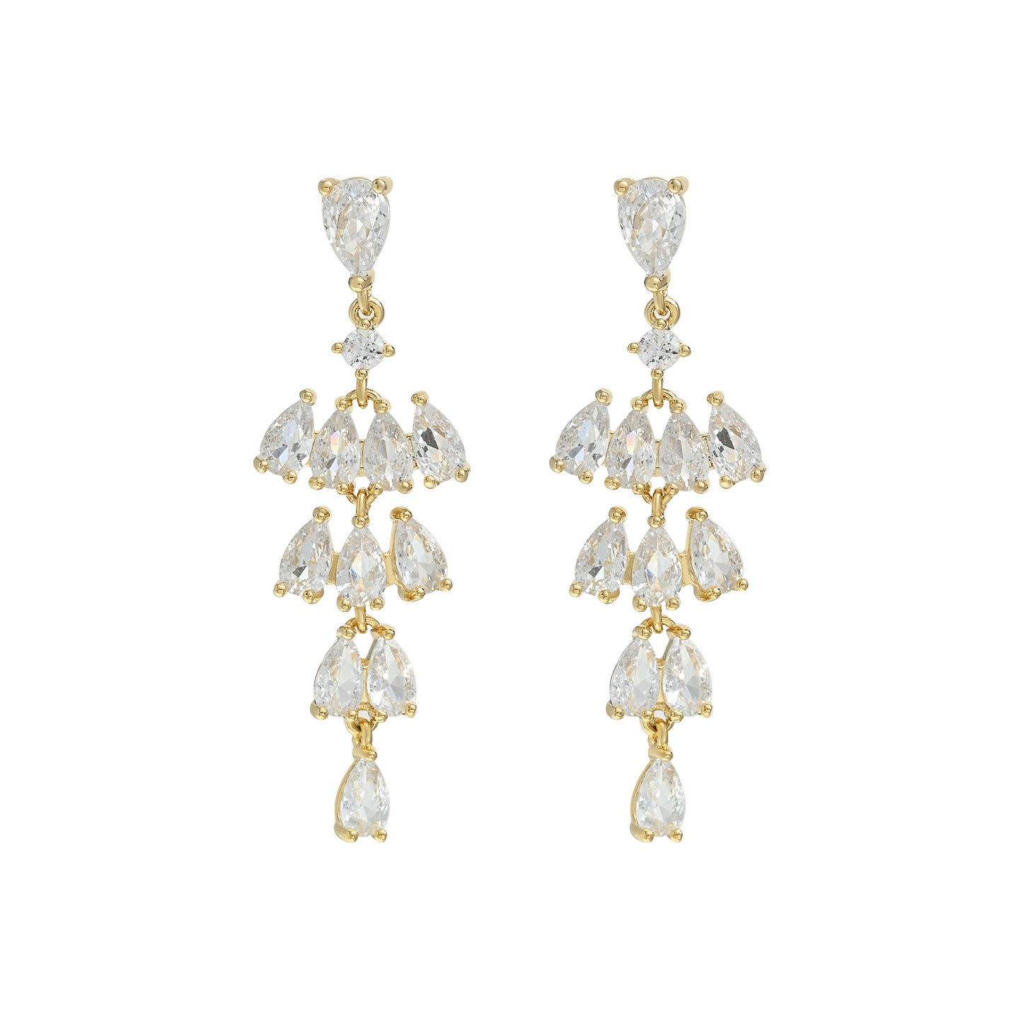Women's Needle Fashion Design Sense Exaggerated Personalized Zircon Exquisite Light Luxury Stud Earrings