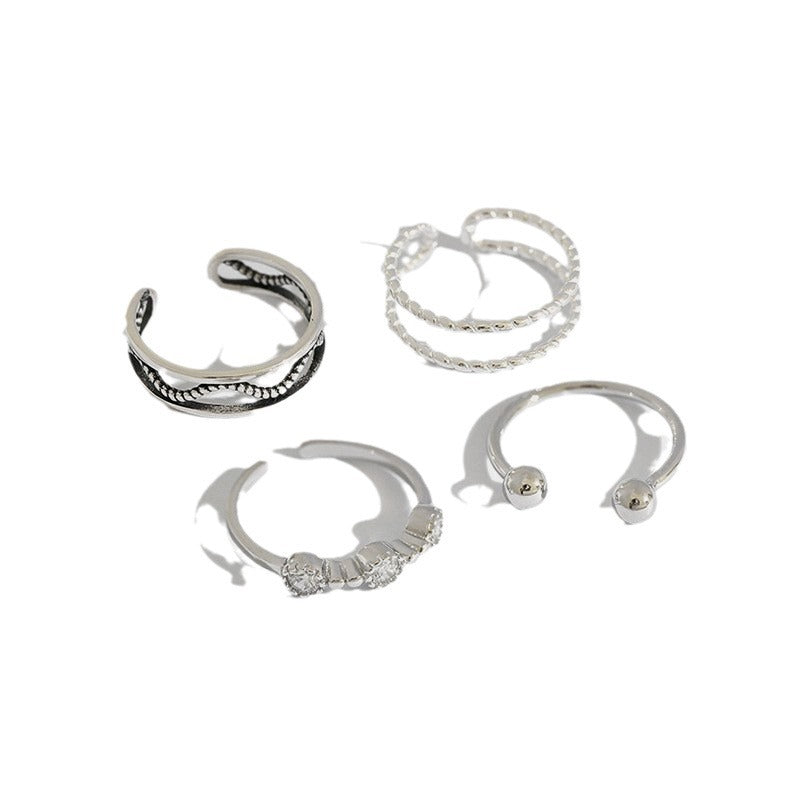 Women's Style Sterling Sier Retro Open-end Personality Joint Rings