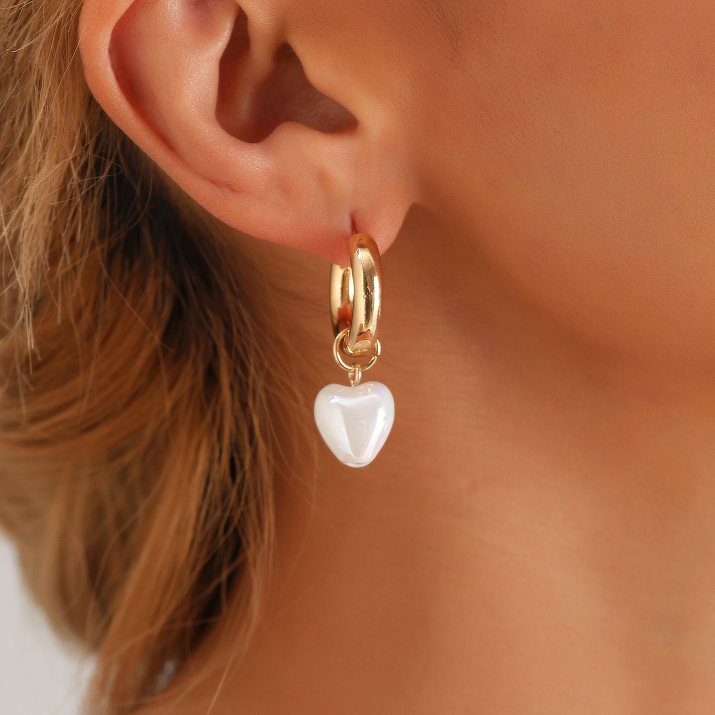 Imitation Pearl Beaded Female Asymmetric Love Earrings