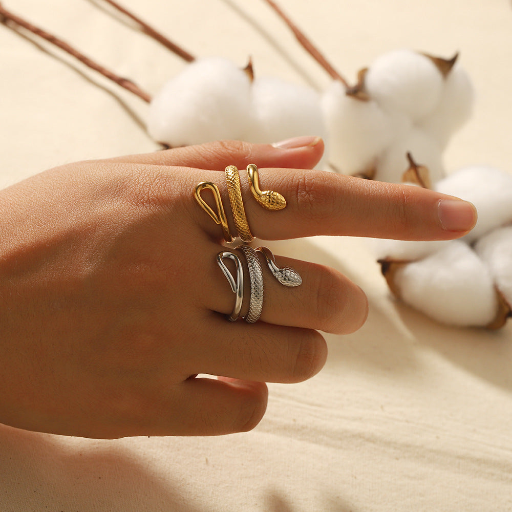 Luxury Titanium Steel Hollow Chain Gold-plated Rings