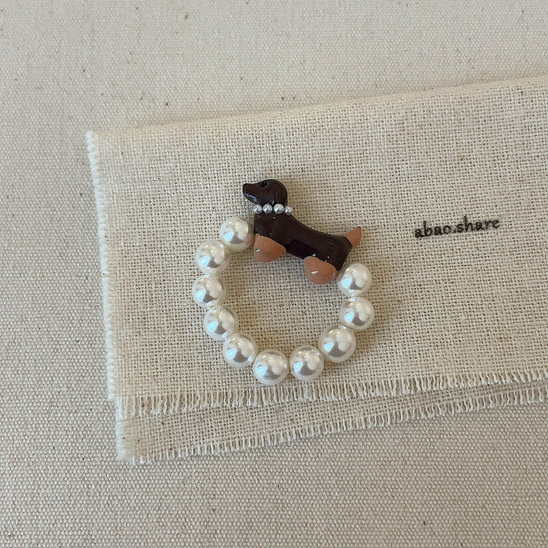 Cartoon Sausage Dog Ear Collection Female Cute Funny Exquisite Rings