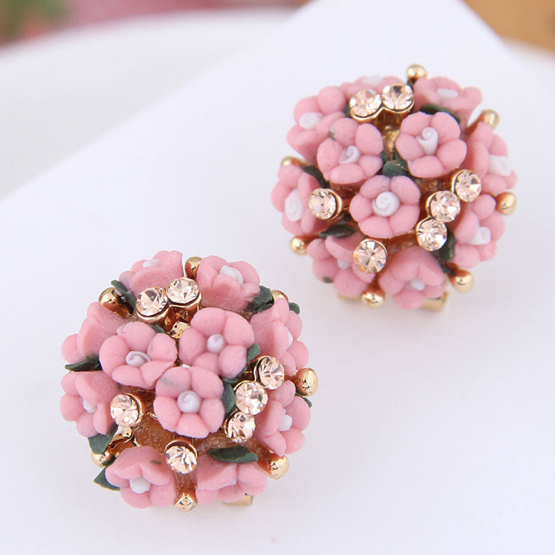 Women's Simple Cute Ceramic Diamond Korean Style Ear Clip Earrings