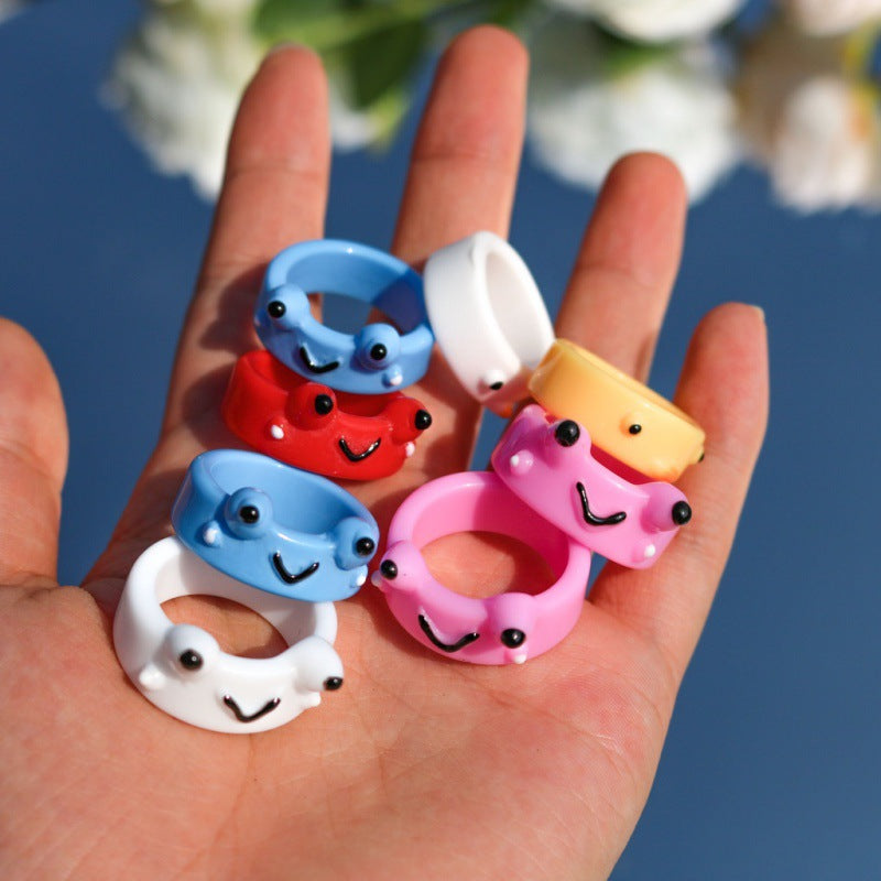 Resin Colorful Personality Animal Cartoon Cute Rings