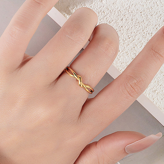 Endless Twist Female Titanium Steel Gold Rings