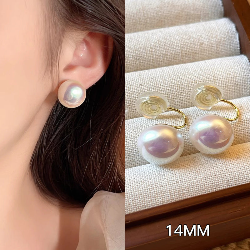 Bread Pearl Sier Needle Temperament Light Earrings