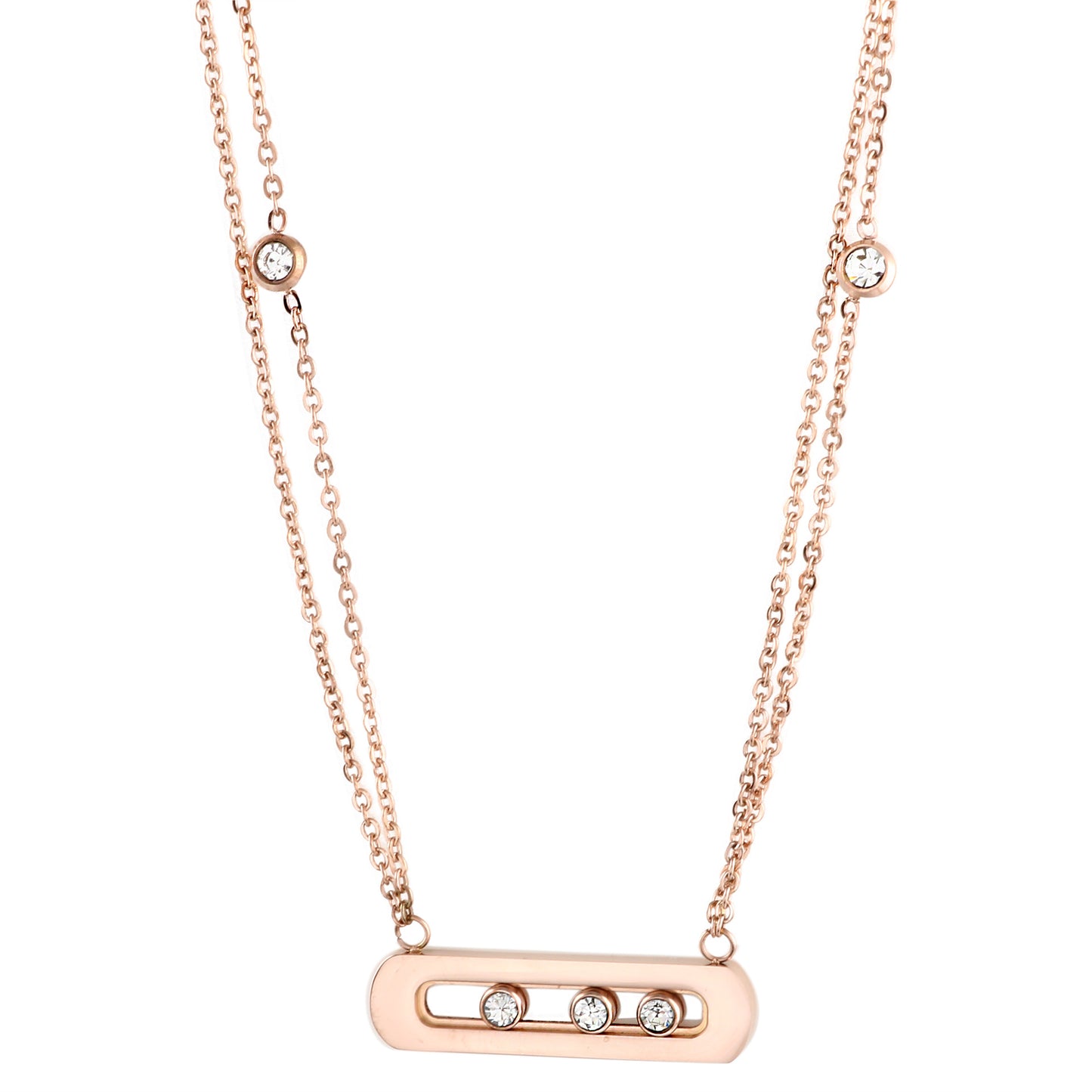 Stainless Steel Diamond Circle Moving Stone Holder Jewelry Set