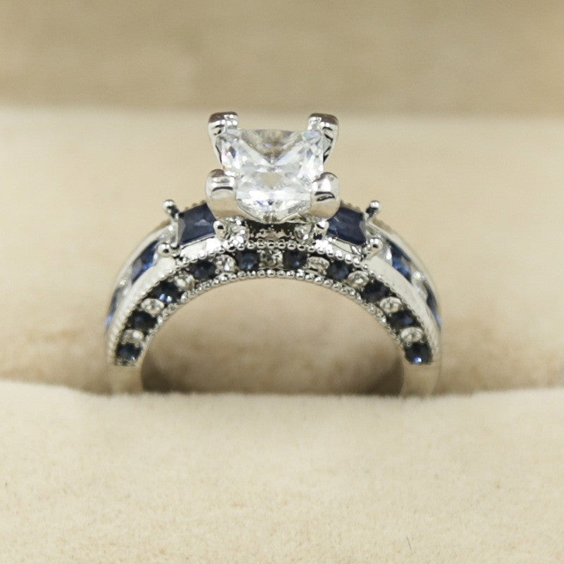 Women's Electroplating Inlaid Zircon Couple Set Fashion Rings