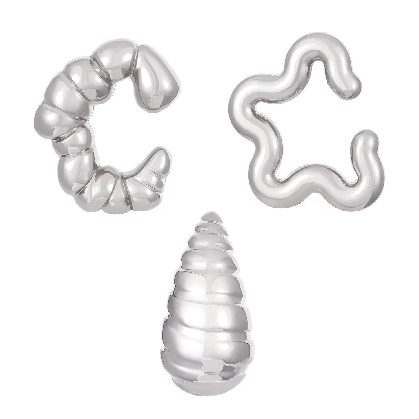 Exaggerated Shaped Water Drop Texture Earings Ear Clip