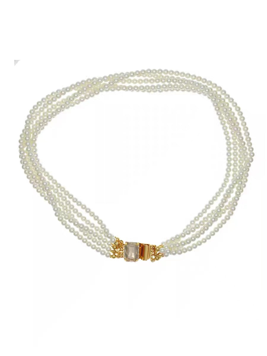 Women's Retro Twist Court Pearl Exaggerated High Necklaces