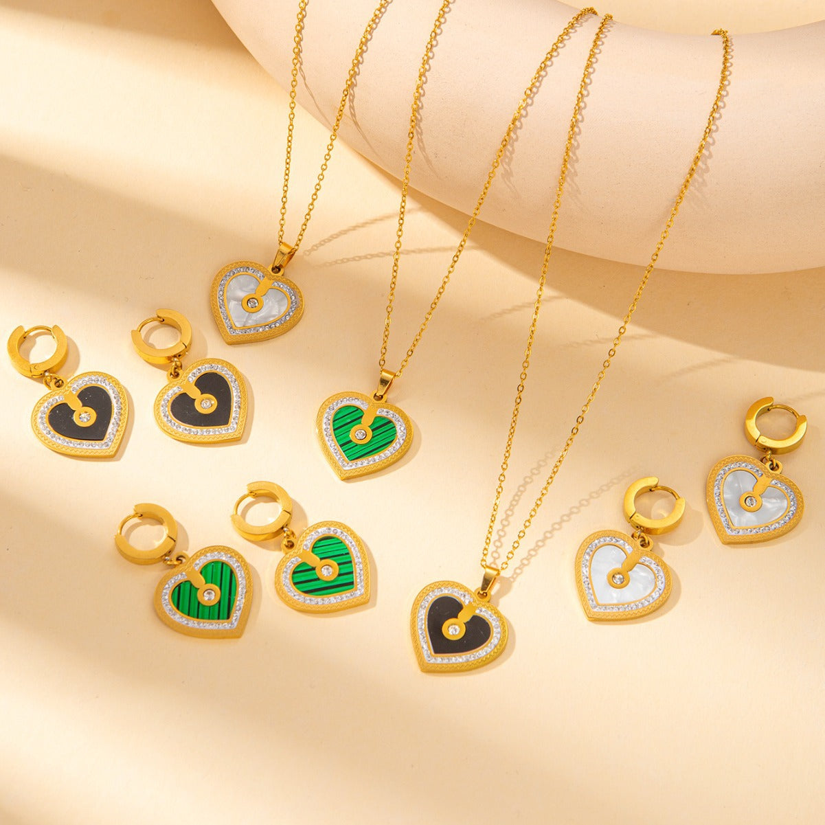 Women's Female With Hearts Zircon Light Luxury Design Earrings