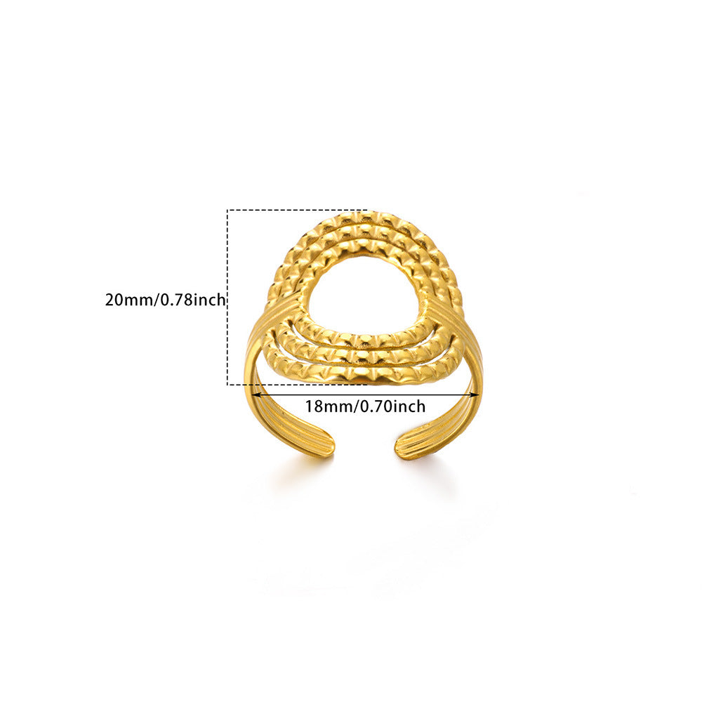 Gold-plated Geometric Female Hollow Carved Texture Rings