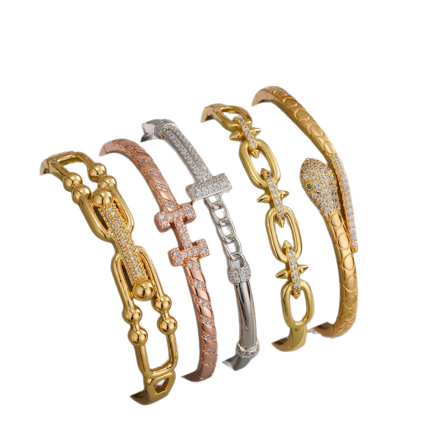 Women's Genuine Gold Electroplated Zircon Fashionable Simple Light Luxury Bracelet
