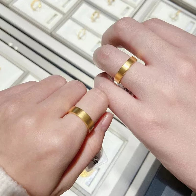 Women's & Men's Style Heritage Flat Alluvial Gold Couple Rings