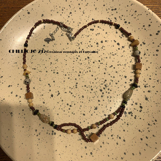 Matching Very Much Autumn Brown Atmosphere Clavicle Necklaces