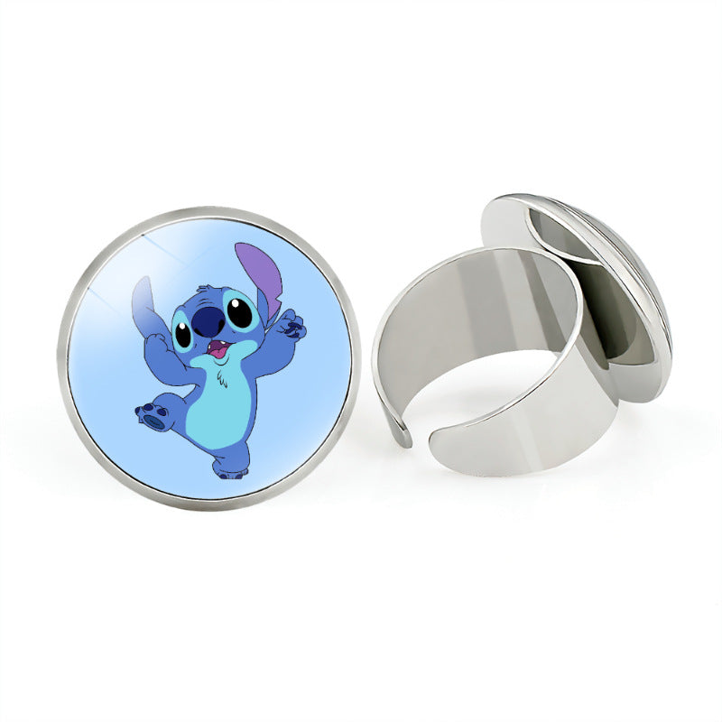 Star Stitch Cartoon Pattern Open Adjustable Rings