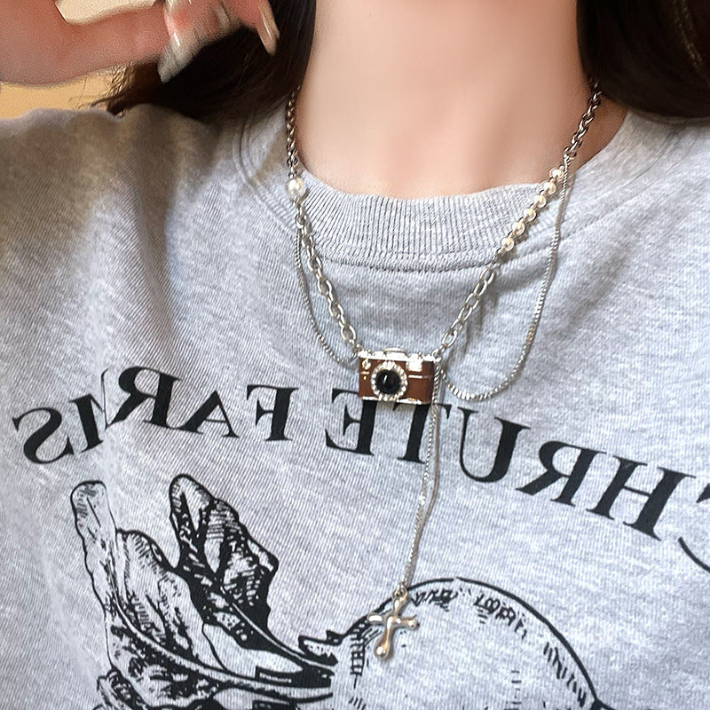 Women's Vintage Brown Camera For Design Personalized Hip Hop Necklaces