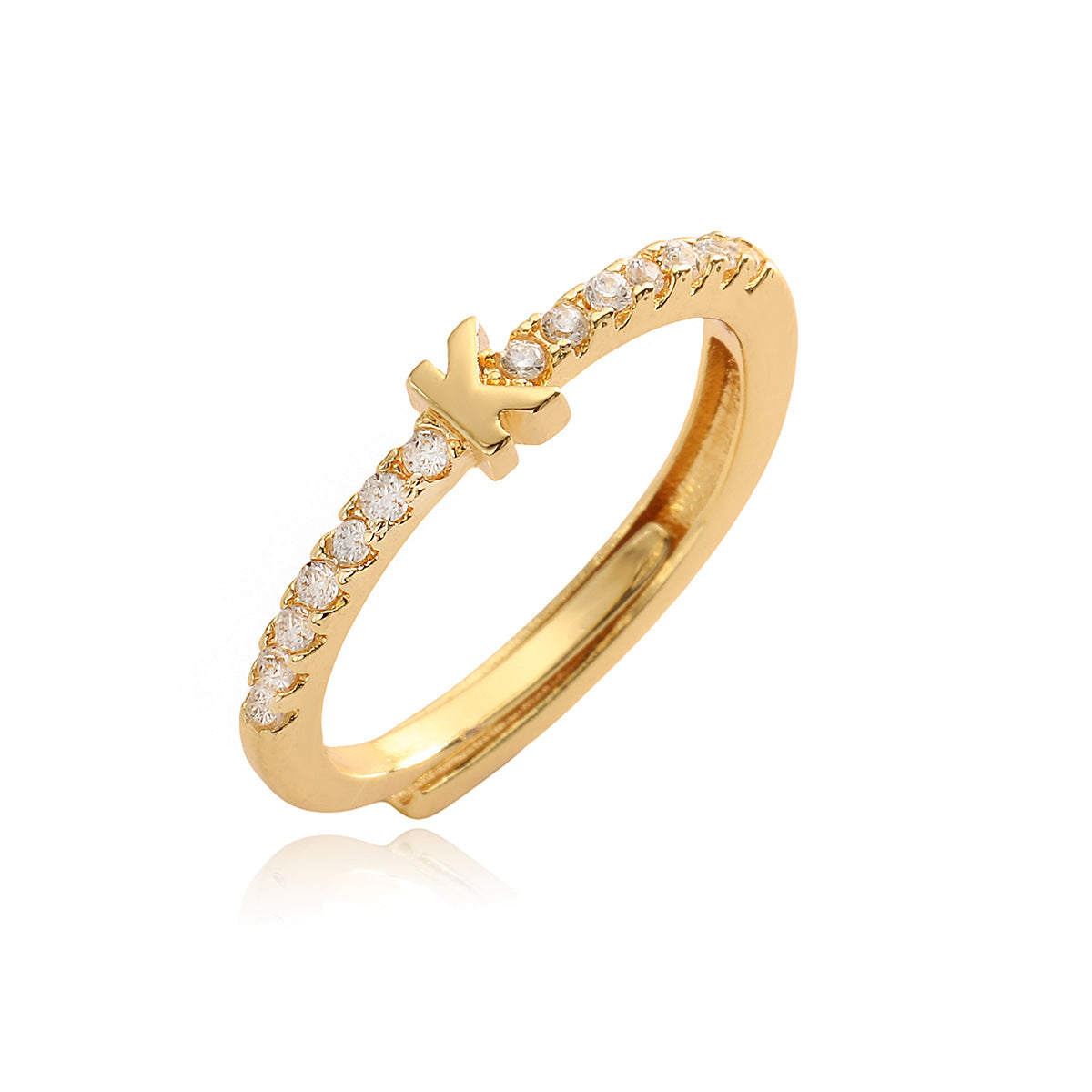 Simple Light Luxury Gold Zircon English Rings